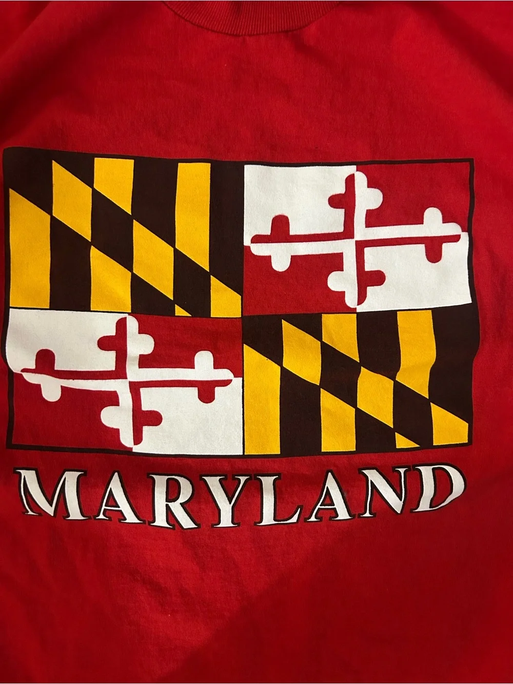 Fruit of the Loom Red Maryland Flag Graphic Tee